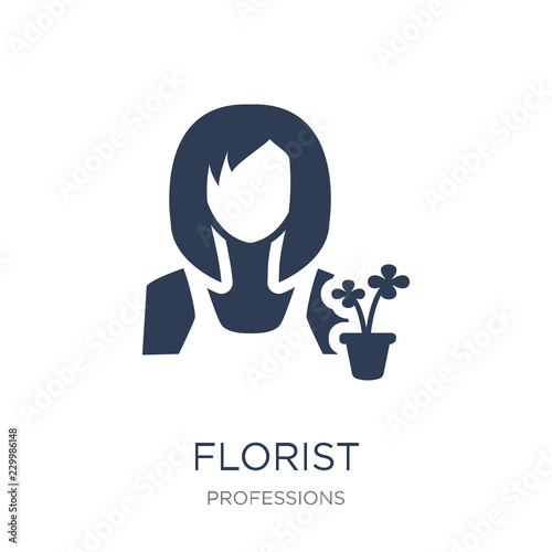 Florist icon. Trendy flat vector Florist icon on white background from Professions collection