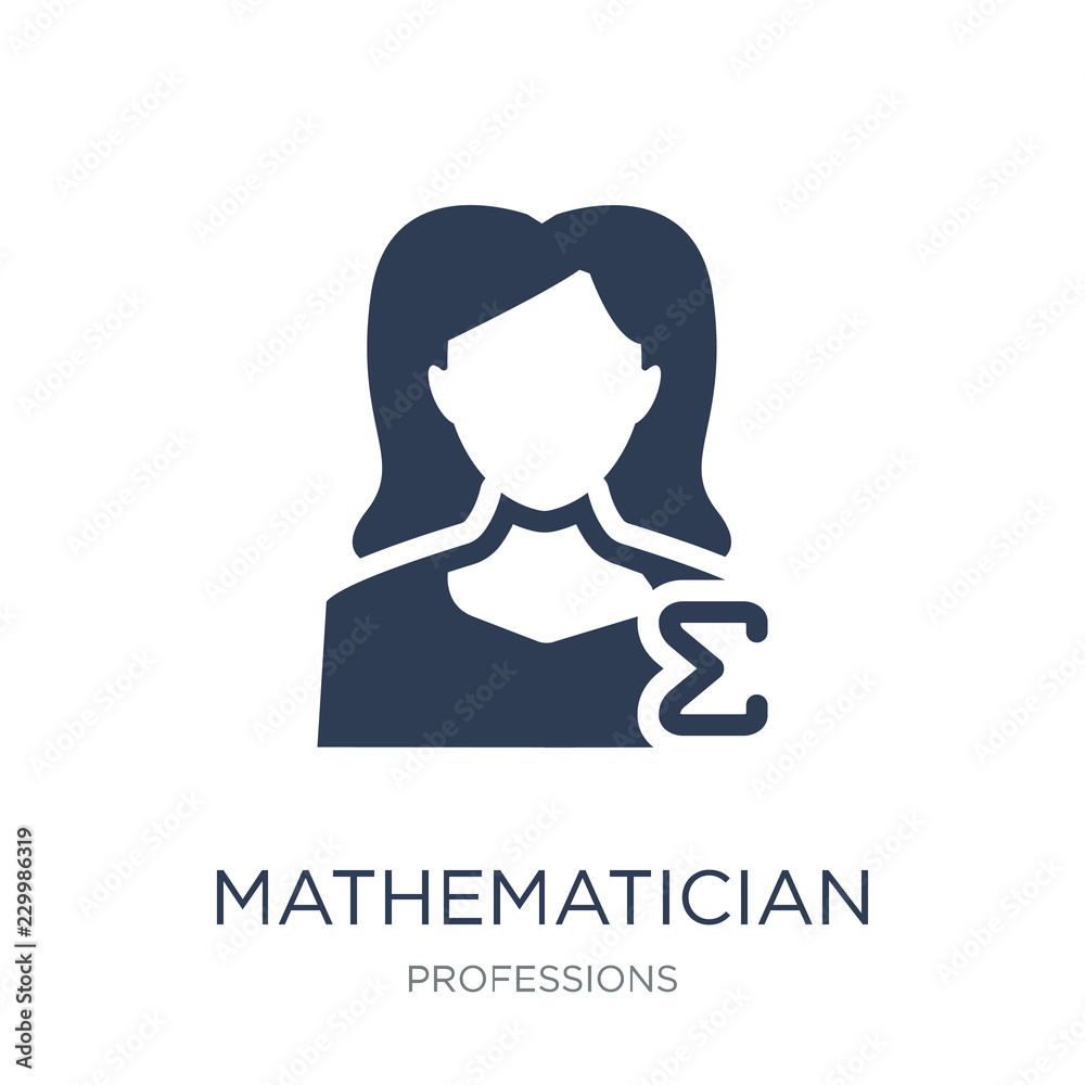 Mathematician icon. Trendy flat vector Mathematician icon on white background from Professions collection Mathematician icon. Trendy flat vector Mathematician icon on white background from Professions collection