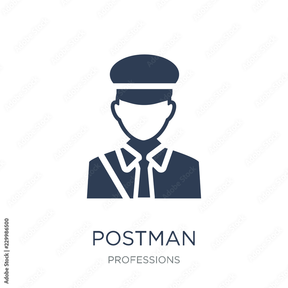 Postman icon. Trendy flat vector Postman icon on white background from Professions collection