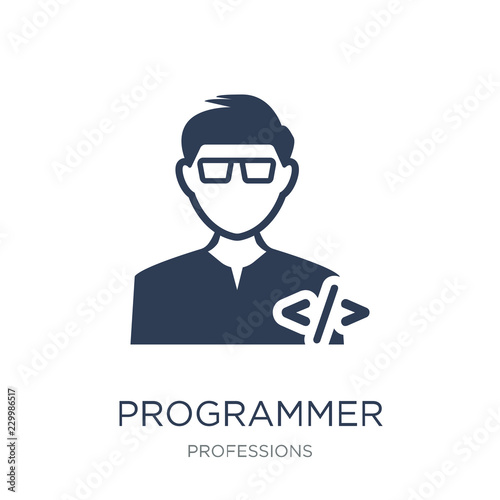 Programmer icon. Trendy flat vector Programmer icon on white background from Professions collection