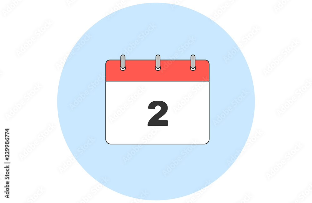 Simple vector calendar. Day 2. Every month.