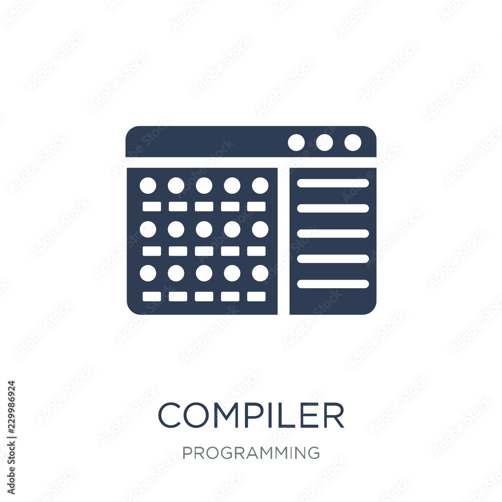 Compiler icon. Trendy flat vector Compiler icon on white background from Programming collection Compiler icon. Trendy flat vector Compiler icon on white background from Programming collection