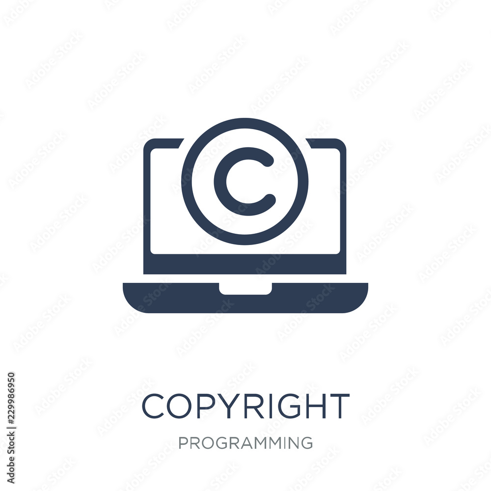 Copyright icon. Trendy flat vector Copyright icon on white background from Programming collection Copyright icon. Trendy flat vector Copyright icon on white background from Programming collection