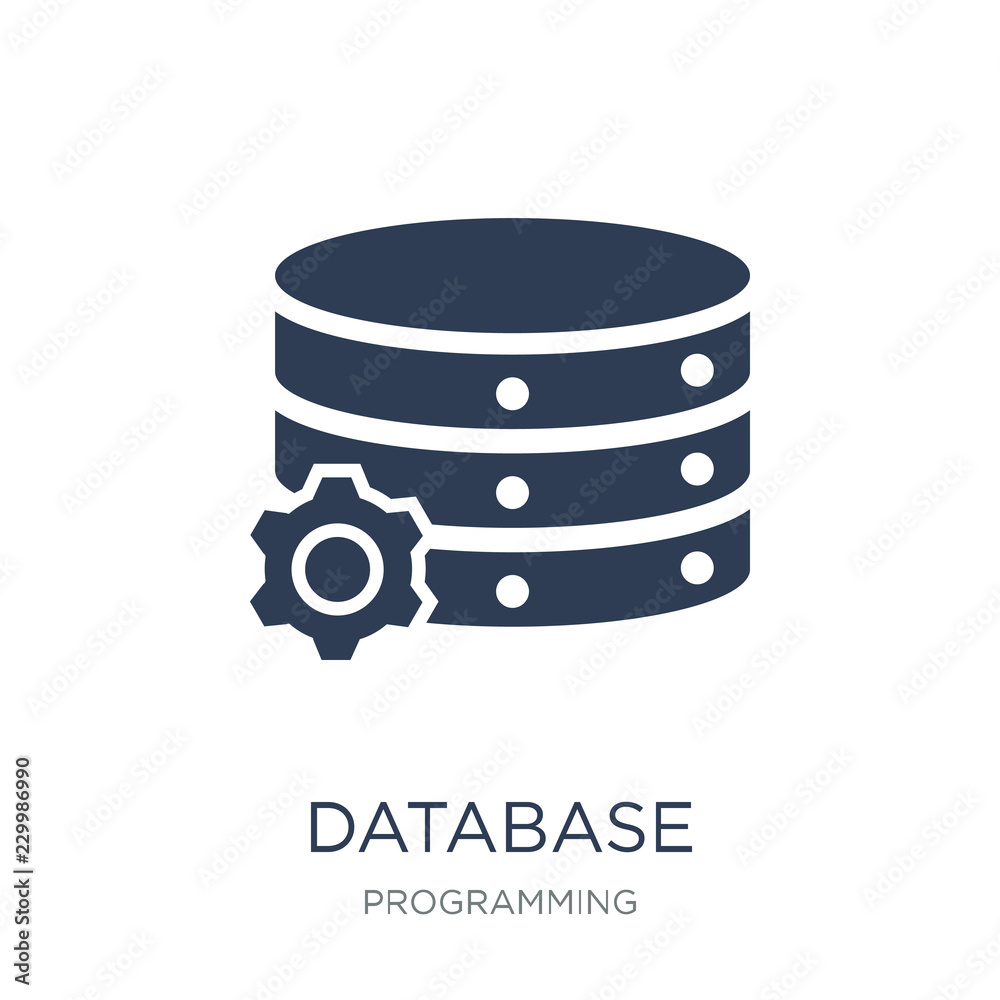 Database icon. Trendy flat vector Database icon on white background from Programming collection Database icon. Trendy flat vector Database icon on white background from Programming collection