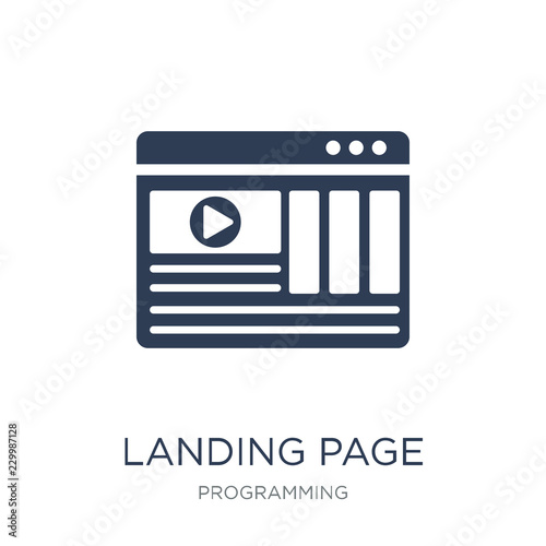 Landing page icon. Trendy flat vector Landing page icon on white background from Programming collection