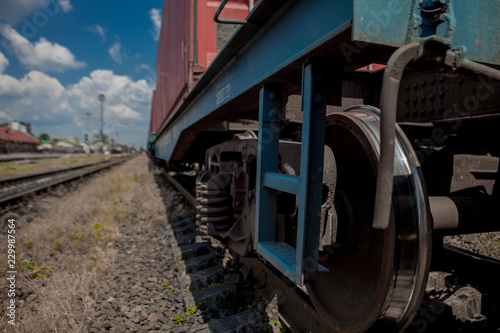 Wheel train While parked at the station Focus on the wheel