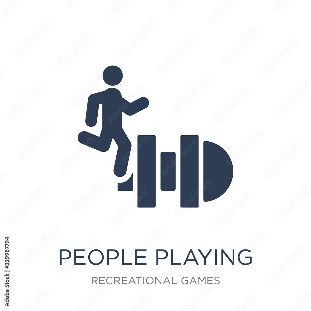 People playing Hopscotch icon icon. Trendy flat vector People playing Hopscotch icon on white background from Recreational games collection People playing Hopscotch icon icon. Trendy flat vector People playing Hopscotch icon on white background from Recreational games collection