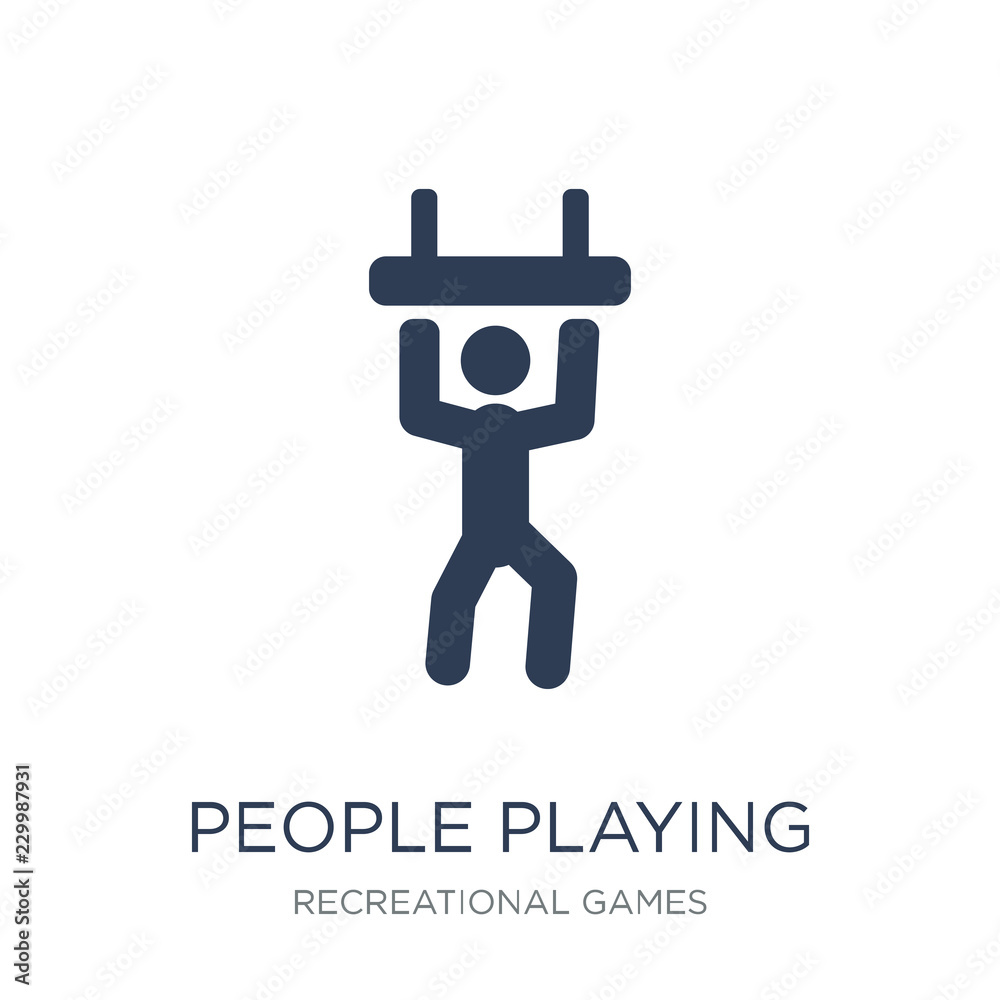 People playing Trapeze icon icon. Trendy flat vector People playing Trapeze icon on white background from Recreational games collection People playing Trapeze icon icon. Trendy flat vector People playing Trapeze icon on white background from Recreational games collection
