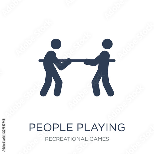 People playing Tug of war icon icon. Trendy flat vector People playing Tug of war icon on white background from Recreational games collection