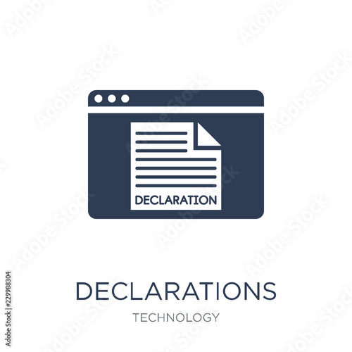 Declarations icon. Trendy flat vector Declarations icon on white background from Technology collection