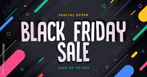 Black Friday sale banner. Social media vector illustration template for website and mobile website development, email and newsletter design, marketing material.