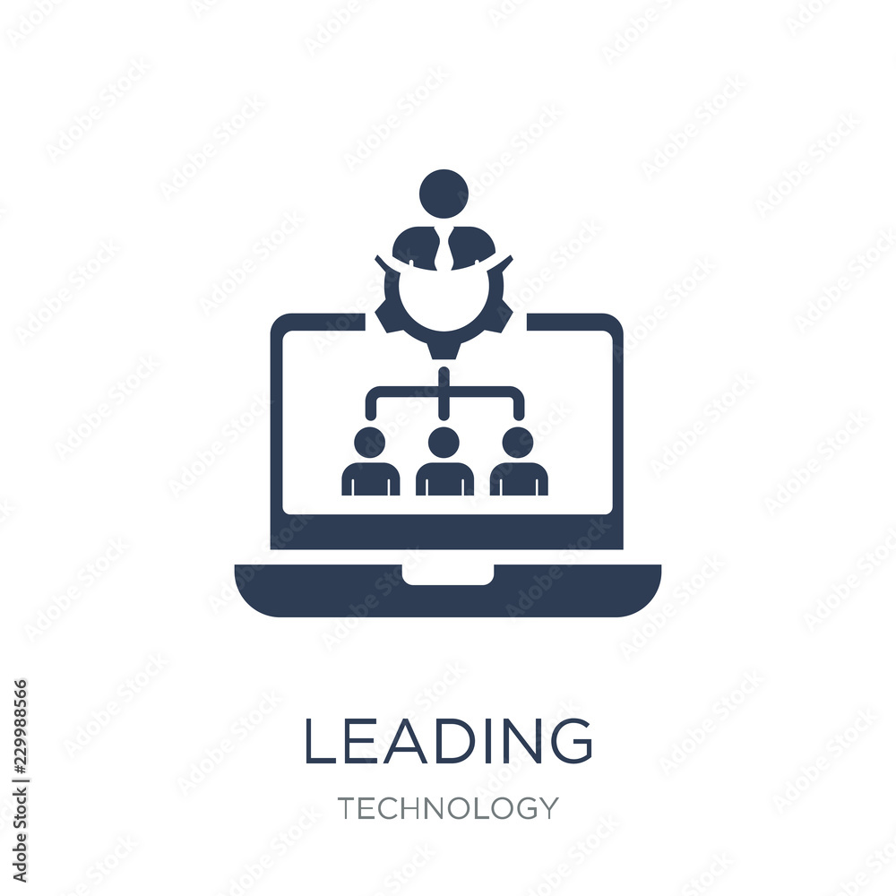 Leading icon. Trendy flat vector Leading icon on white background from Technology collection Leading icon. Trendy flat vector Leading icon on white background from Technology collection
