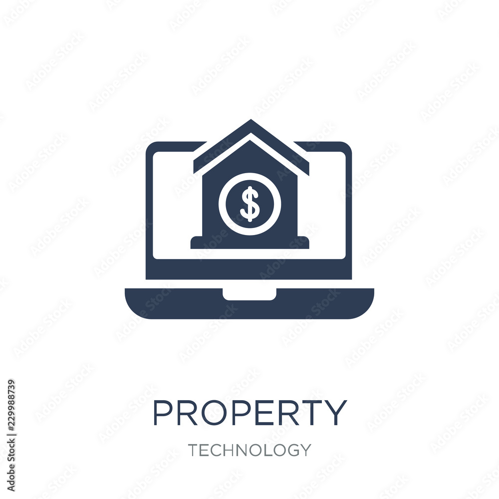 Property icon. Trendy flat vector Property icon on white background from Technology collection Property icon. Trendy flat vector Property icon on white background from Technology collection