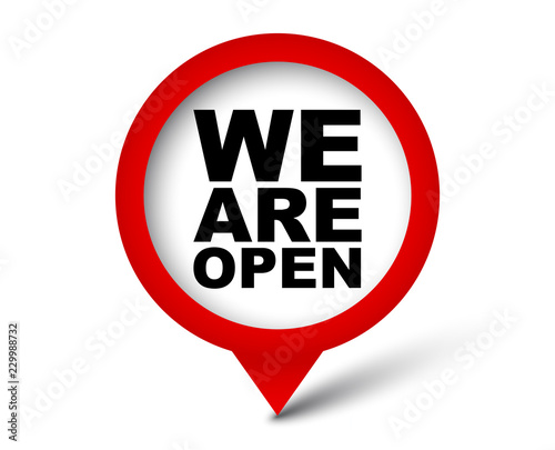 red vector banner we are open