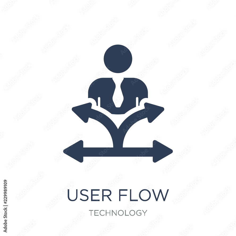 User flow icon. Trendy flat vector User flow icon on white background from Technology collection
