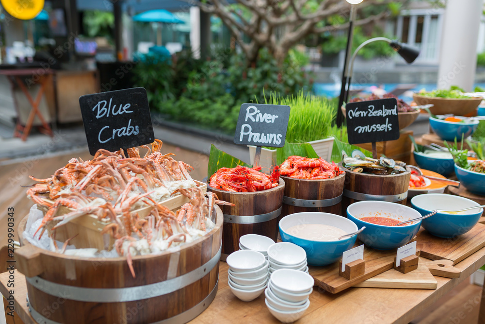 Fototapeta premium sea food table in a restaurant