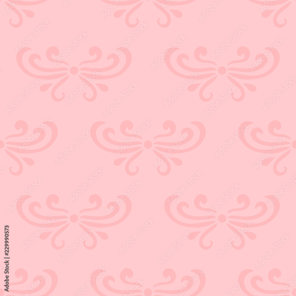 Pastel pink abstract damask seamless pattern of curls in retro style. Floral vintage background. Art nouveau style design. Vector illustration. Pastel pink abstract damask seamless pattern of curls in retro style. Floral vintage background. Art nouveau style design. Vector illustration.