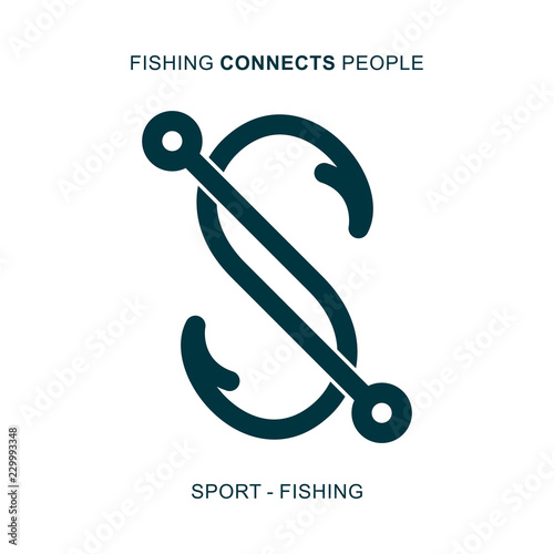 Two fishing hooks in form of connection symbol. photo