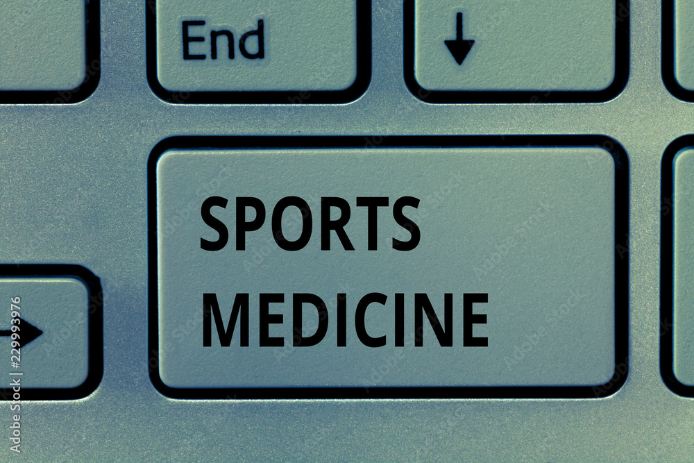 Fototapeta premium Text sign showing Sports Medicine. Conceptual photo Treatment and prevention of injuries related to sports.