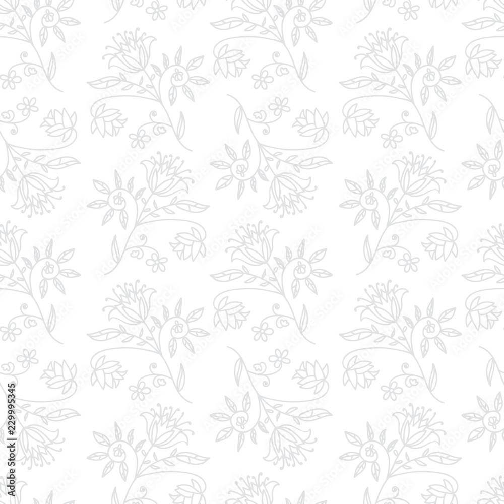 Fototapeta premium Floral seamless pattern with branches and leaves. Vector illustration.
