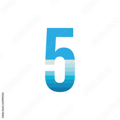 Number FIVE with sea wave logo design