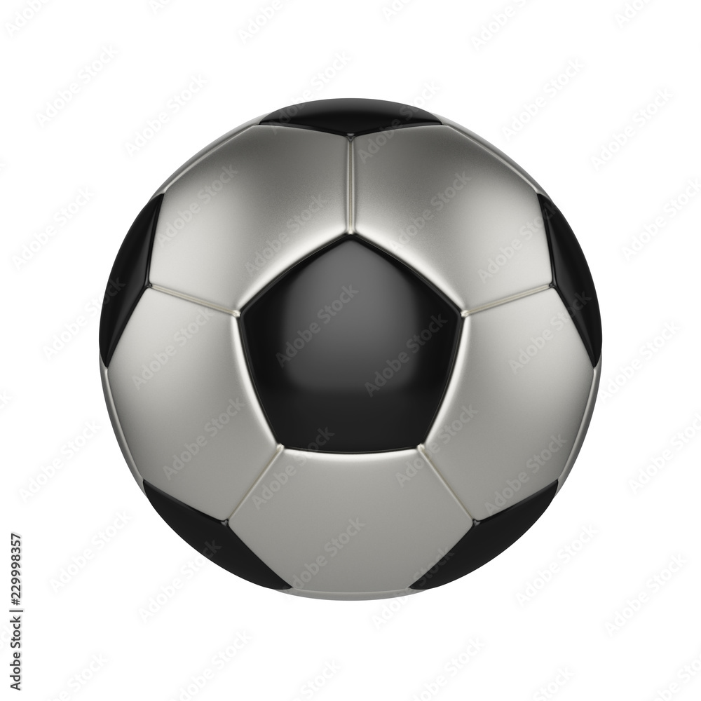 Fototapeta premium Soccer ball isolated on white background. Black and silver football ball.