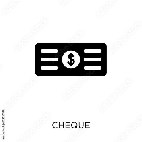 Cheque icon. Cheque symbol design from Payment collection.