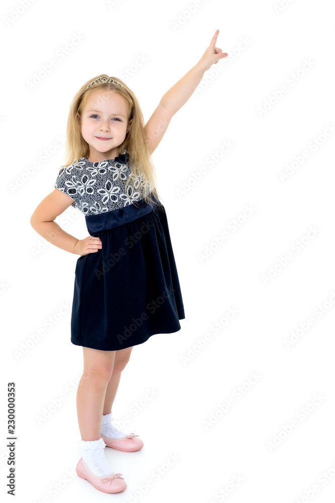 Fototapeta premium Little girl is showing a finger