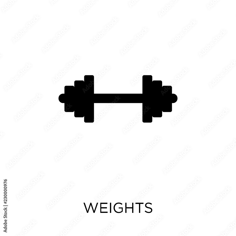 Weights icon. Weights symbol design from Gym and fitness collection. Weights icon. Weights symbol design from Gym and fitness collection.