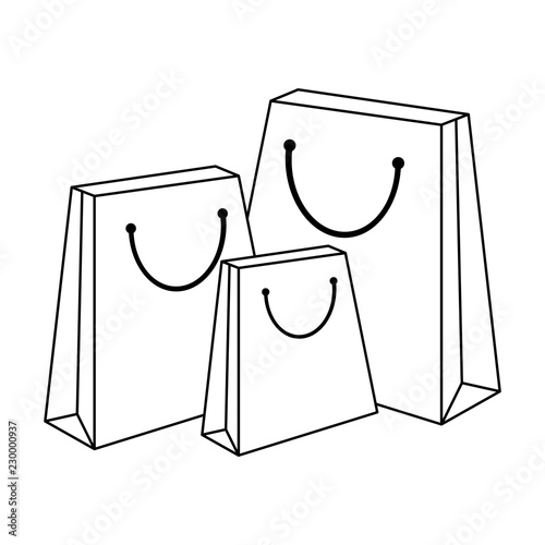 Shopping bags isolated in black and white
