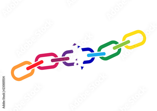 Broken colorful chain. Vector illustration