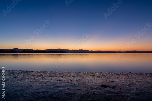 sunset dusk New Zealand beach ocean mount