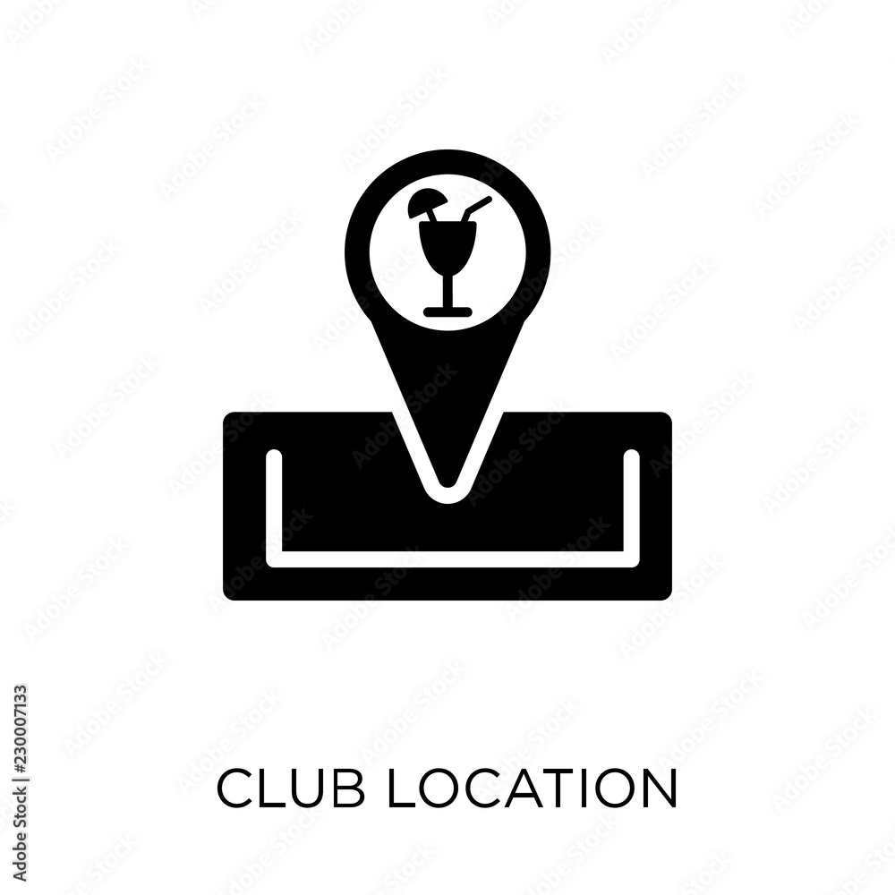 Club location icon. Club location symbol design from Maps and locations collection. Club location icon. Club location symbol design from Maps and locations collection.