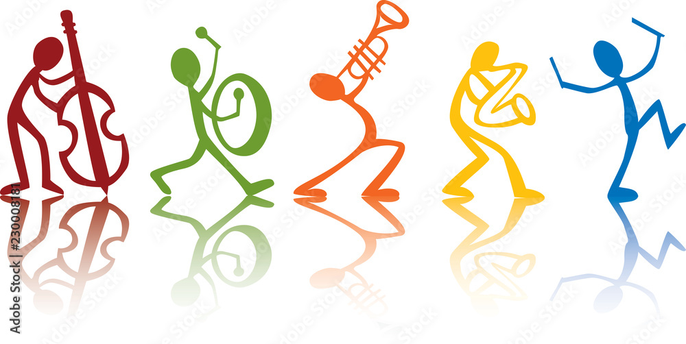 Fototapeta premium Band musicians playing music, vector ideal for t-shirts colorful