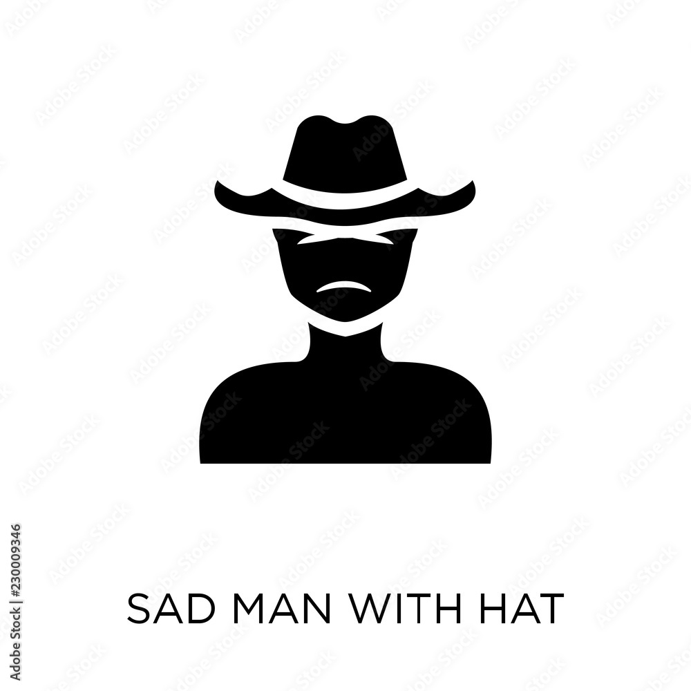 Sad man with hat icon. Sad man with hat symbol design from People collection.