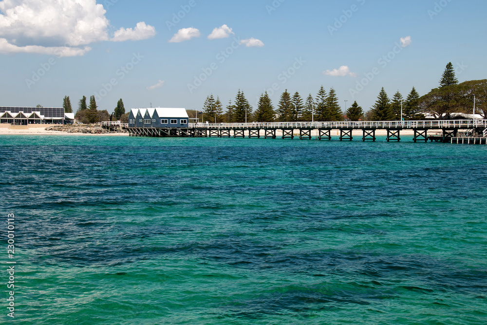 Busselton Australia, View of jetty from ocean looking back to shore