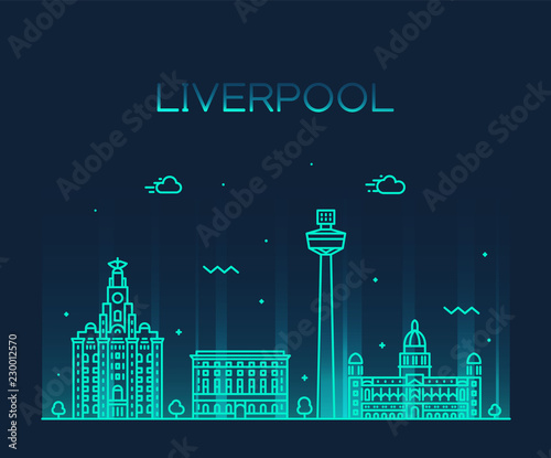 Liverpool city skyline North West England vector