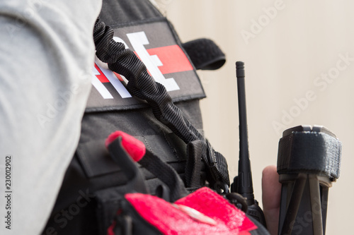 Close up of fire tactical gear