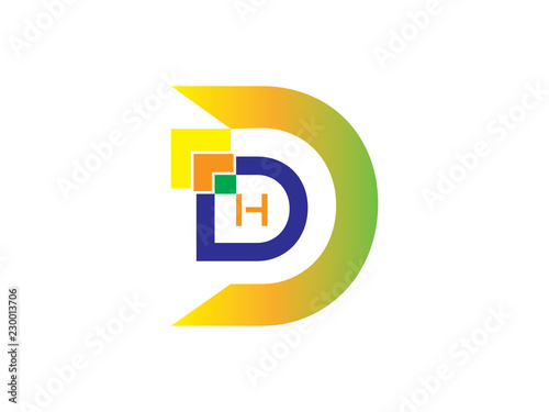 Initial Letter D and H Geometric with arrows Design Logo. Graphic Branding Letter Element.
