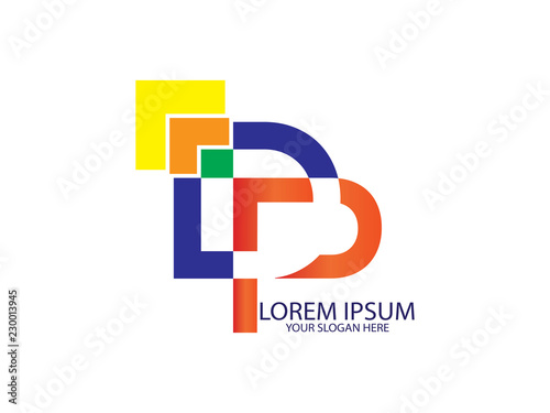 Initial Letter D and P Geometric with arrows Design Logo. Graphic Branding Letter Element.