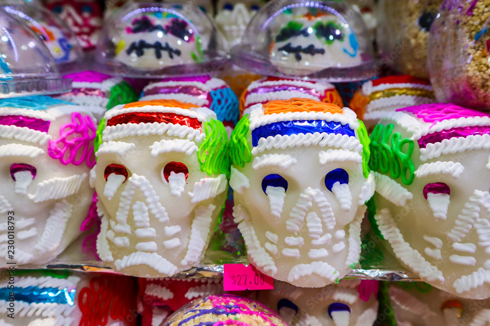 Sugar Skulls for Day of the Dead at Market in Mexico City