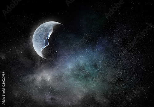 Fototapeta Naklejka Na Ścianę i Meble -  Romantic moon in sky