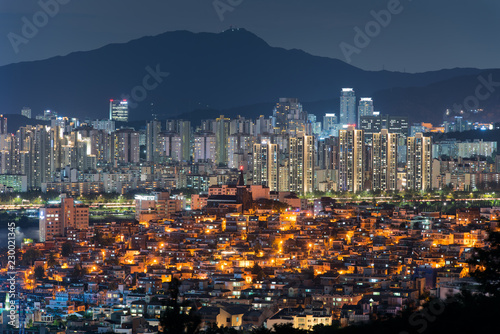Scenic view of Seoul city at night  South Korea