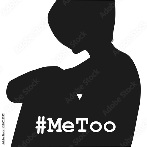 Me too hashtag. Social movement concerning sexual assault and harassment. Woman silhouette