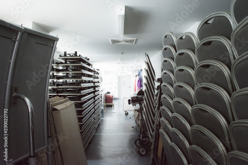 storage room with chair and table