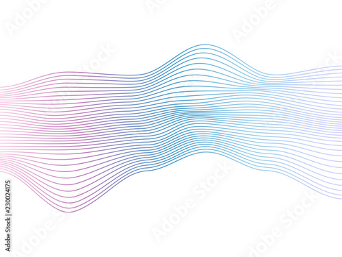Abstract vector colorful wave lines isolated on white background for design elements in concept of music, technology, modern