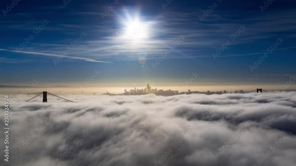 San Francisco Golden Gate Bridge Low Fog Morning Light Time Lapse San Francisco Golden Gate Bridge Low Fog Morning Light Time Lapse