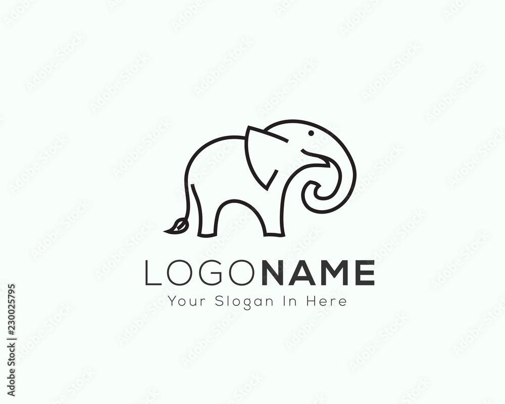 Stand elephant line art logo design inspiration