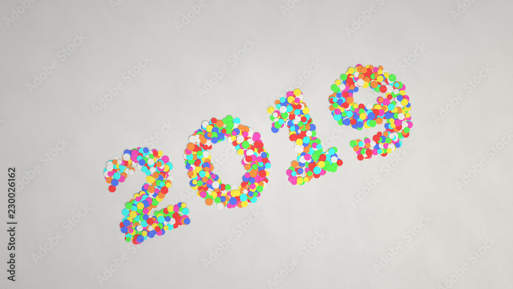 2019 number made from colorful confetti 2019 number made from colorful confetti