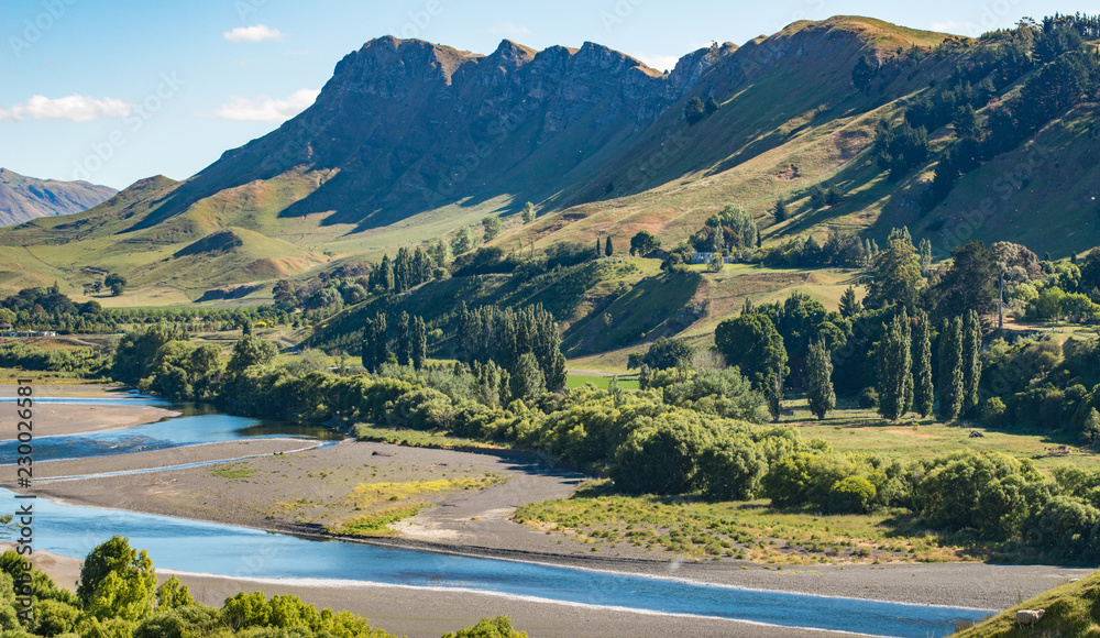 Beautiful landscape of Te Mata Peak and Tukituki river in Hawke's bay region of New Zealand.